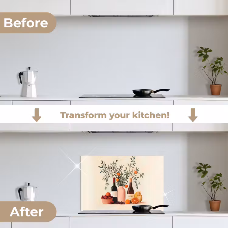 Kitchen splashback for hob - Wine bottles - Branches - Oranges — 7