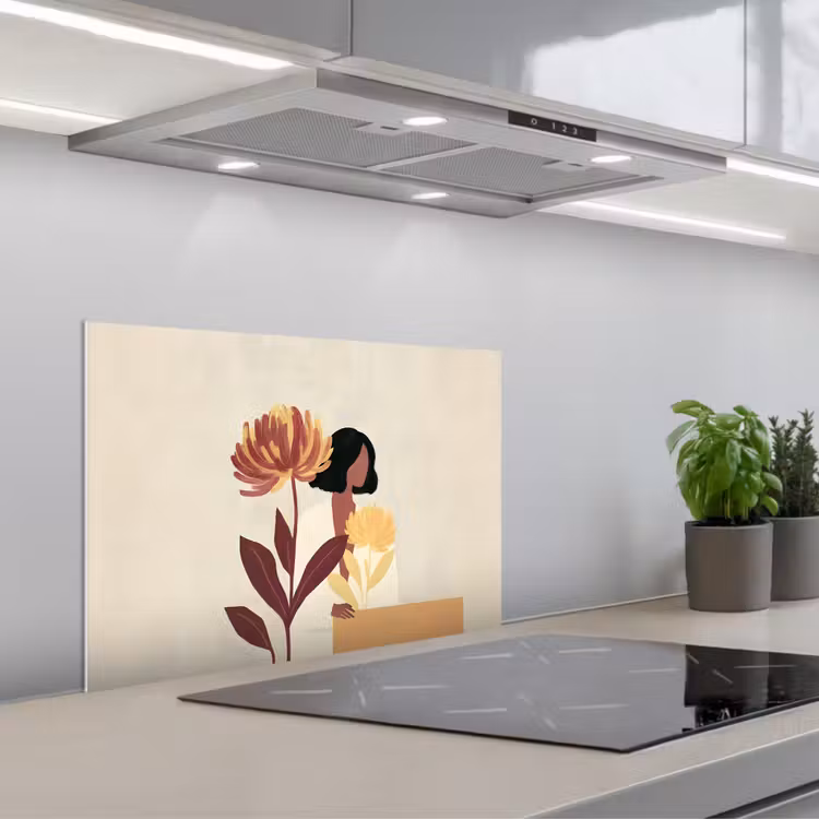 Kitchen splashback for hob - Woman - Minimalist - Flower — 1