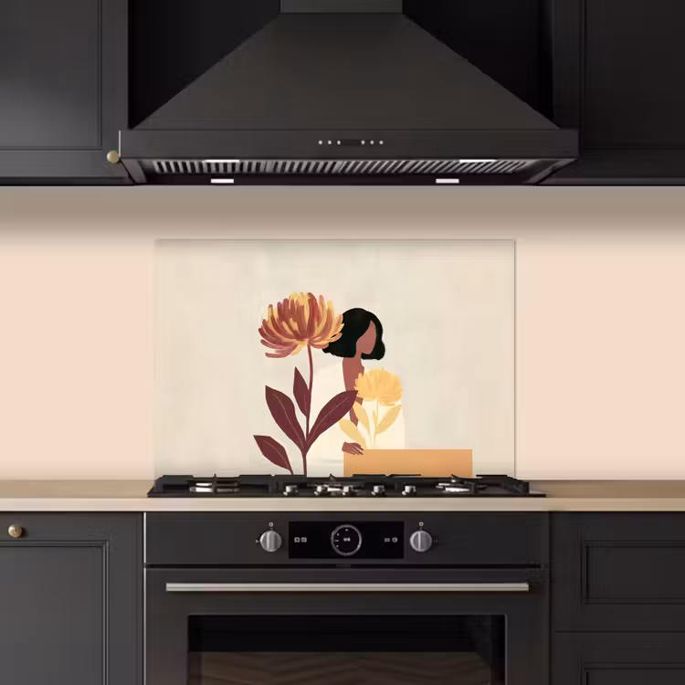 Kitchen splashback for hob - Woman - Minimalist - Flower — 5