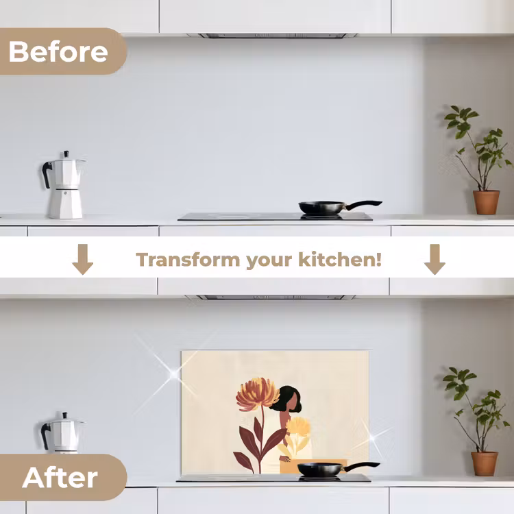 Kitchen splashback for hob - Woman - Minimalist - Flower — 7