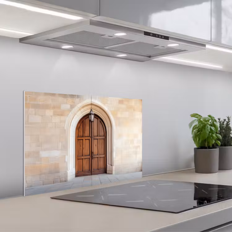 Kitchen splashback for hob - Wooden - Door - Lantern — 1