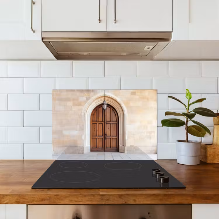 Kitchen splashback for hob - Wooden - Door - Lantern — 3