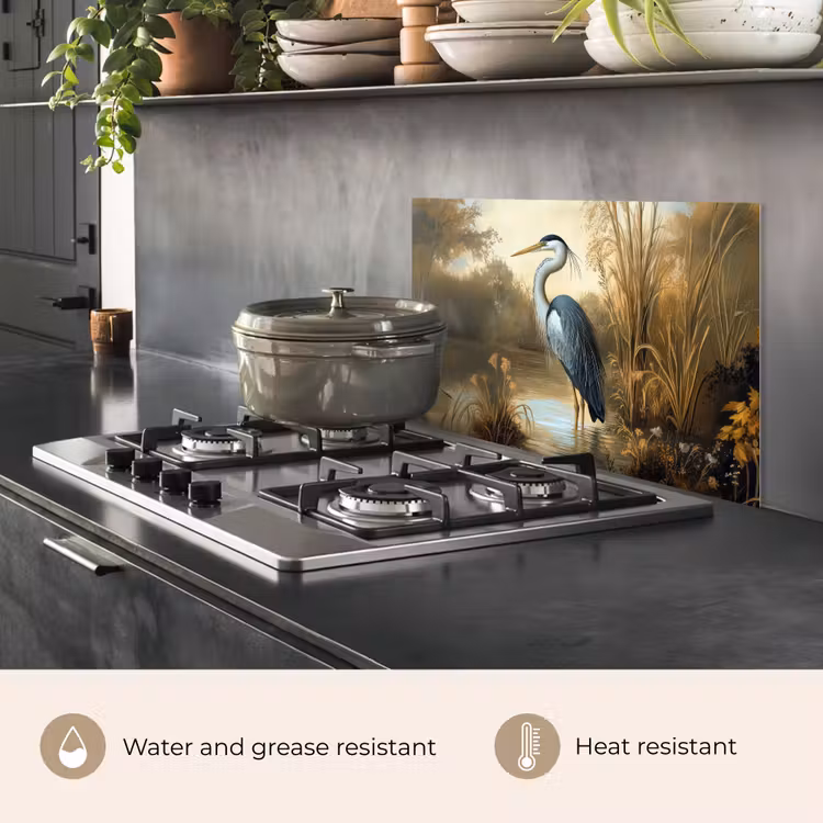 Kitchen splashback for hob - Heron - Water - Plants — 2