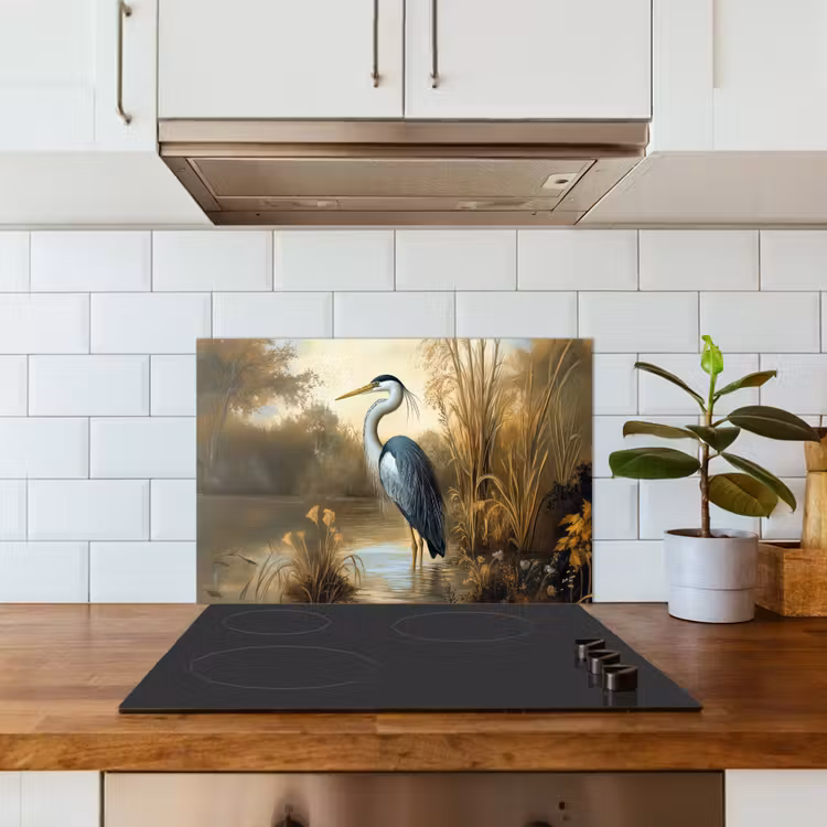 Kitchen splashback for hob - Heron - Water - Plants — 3