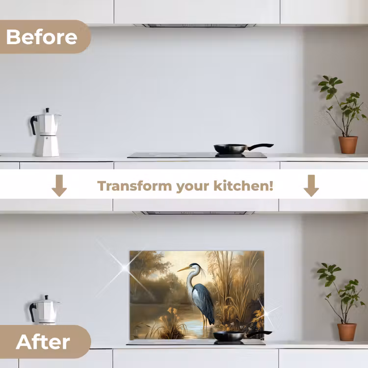 Kitchen splashback for hob - Heron - Water - Plants — 7