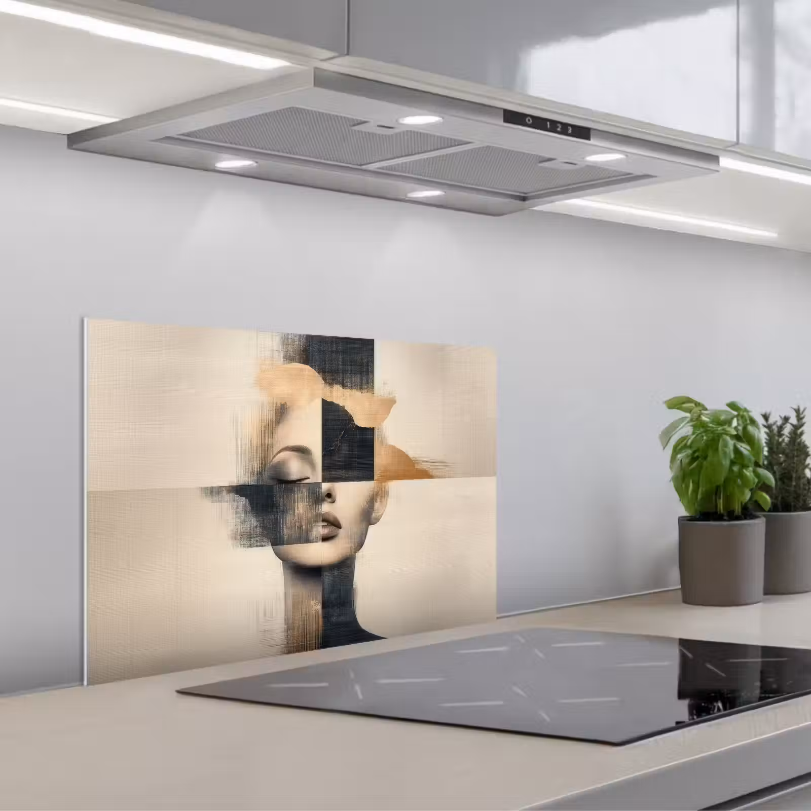 Kitchen splashback for hob - Gold - Woman - Rectangles — 1