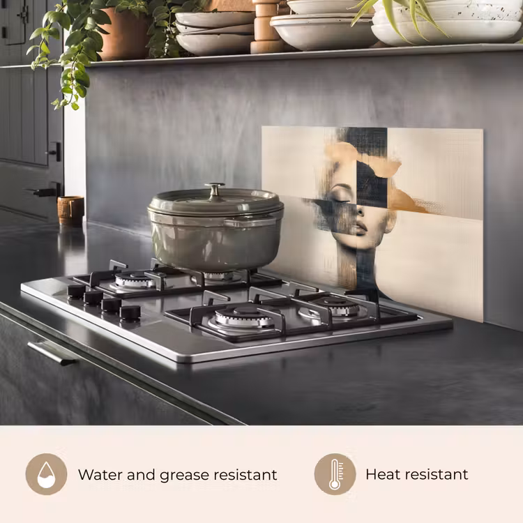 Kitchen splashback for hob - Gold - Woman - Rectangles — 2