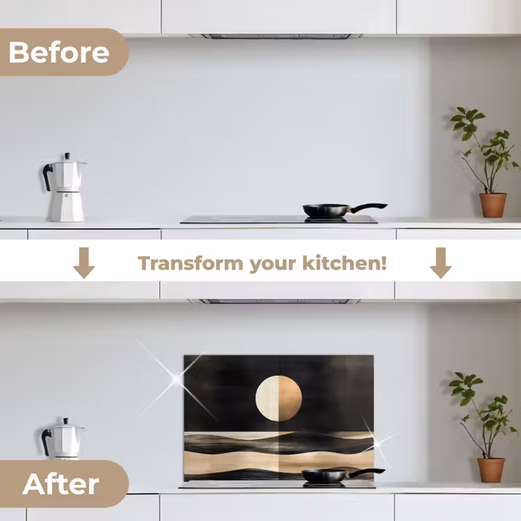 Kitchen splashback for hob - Moon - Circle - Gold — 7
