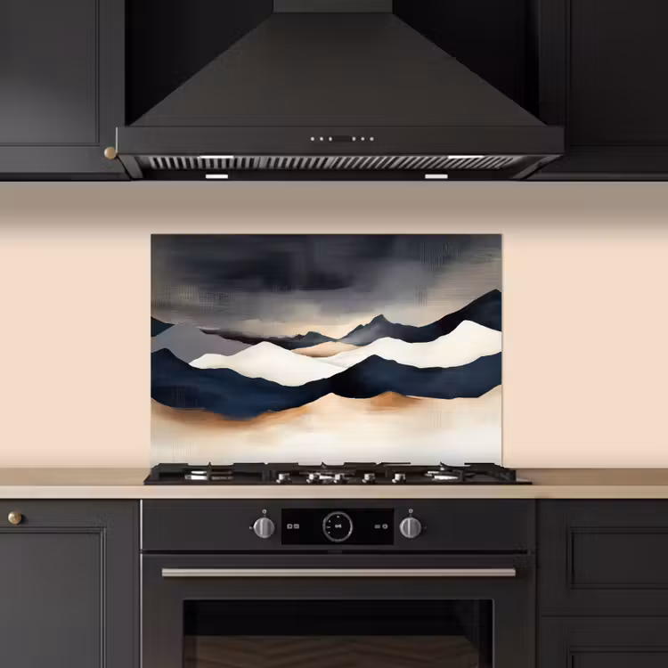 Kitchen splashback for hob - Mountains - Dark blue - Landscape — 5
