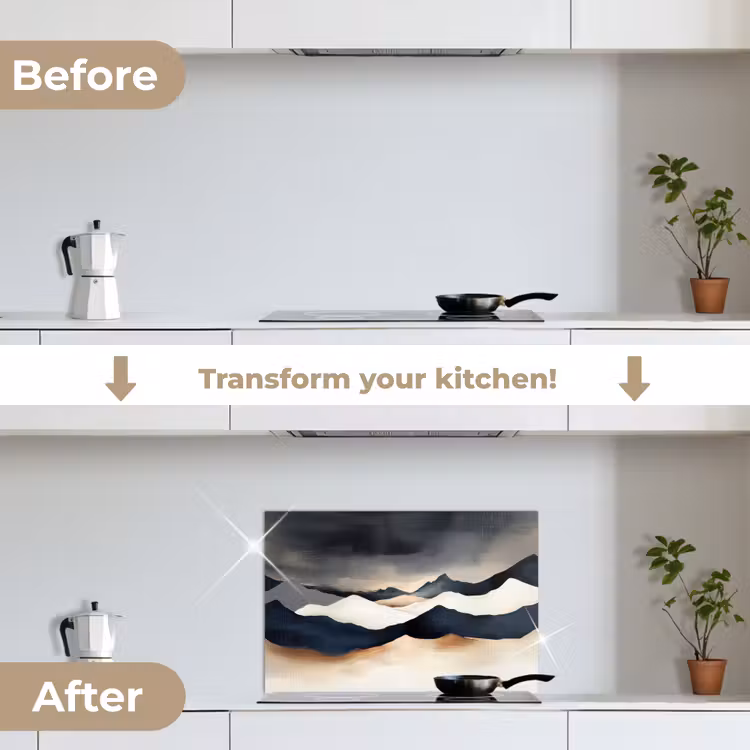 Kitchen splashback for hob - Mountains - Dark blue - Landscape — 7