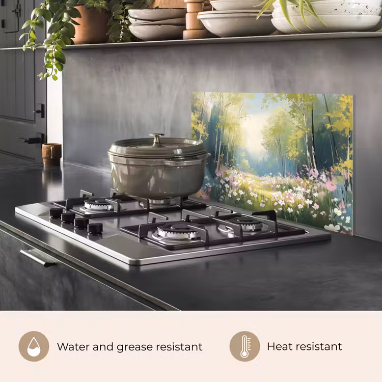 Kitchen splashback for hob - Forest - Painting style - Colorful — 2