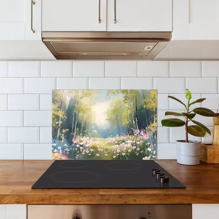 Kitchen splashback for hob - Forest - Painting style - Colorful — 3