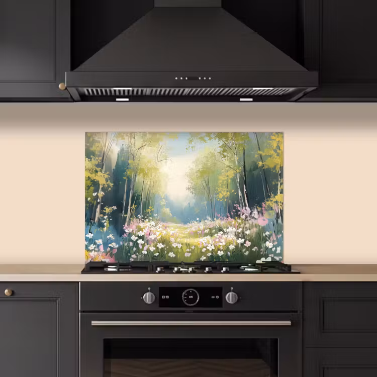 Kitchen splashback for hob - Forest - Painting style - Colorful — 5