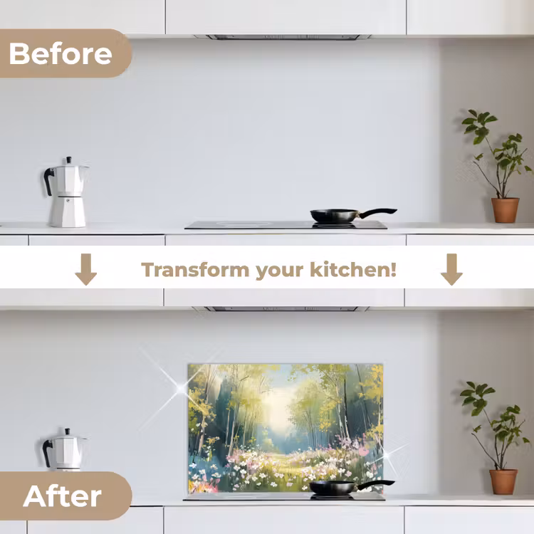 Kitchen splashback for hob - Forest - Painting style - Colorful — 7