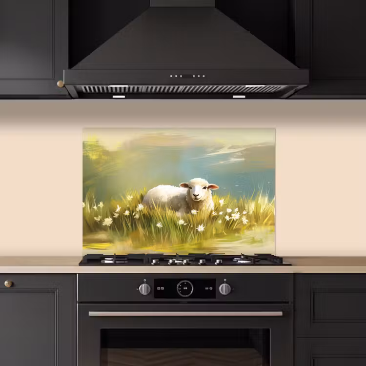 Kitchen splashback for hob - Sheep - Meadow - Green — 5