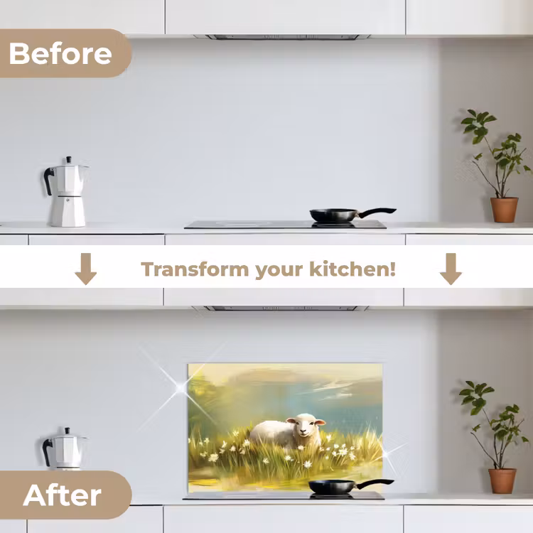 Kitchen splashback for hob - Sheep - Meadow - Green — 7