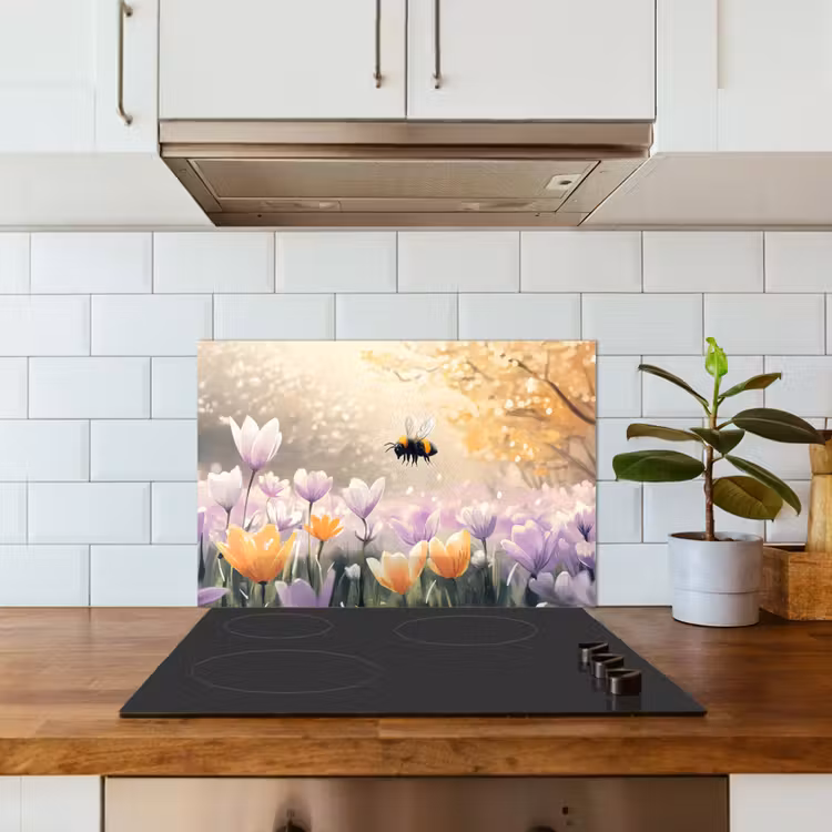 Kitchen splashback for hob - Violets - bee - Sunlight — 3