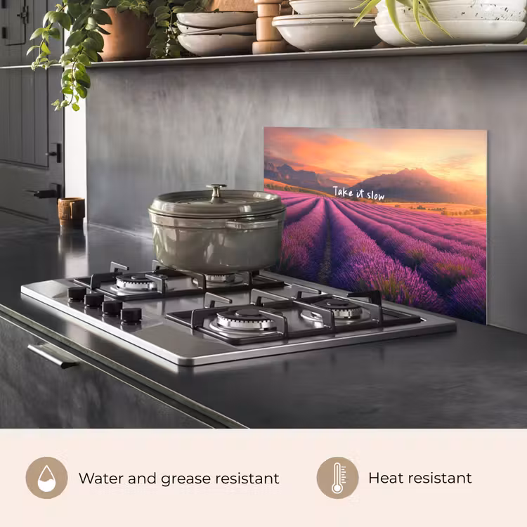 Kitchen splashback for hob - Lavender Field - Quote - Sunset — 2
