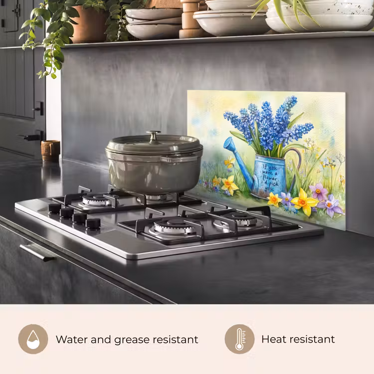 Kitchen splashback for hob - Lavender flowers - Quote - Watering can — 2