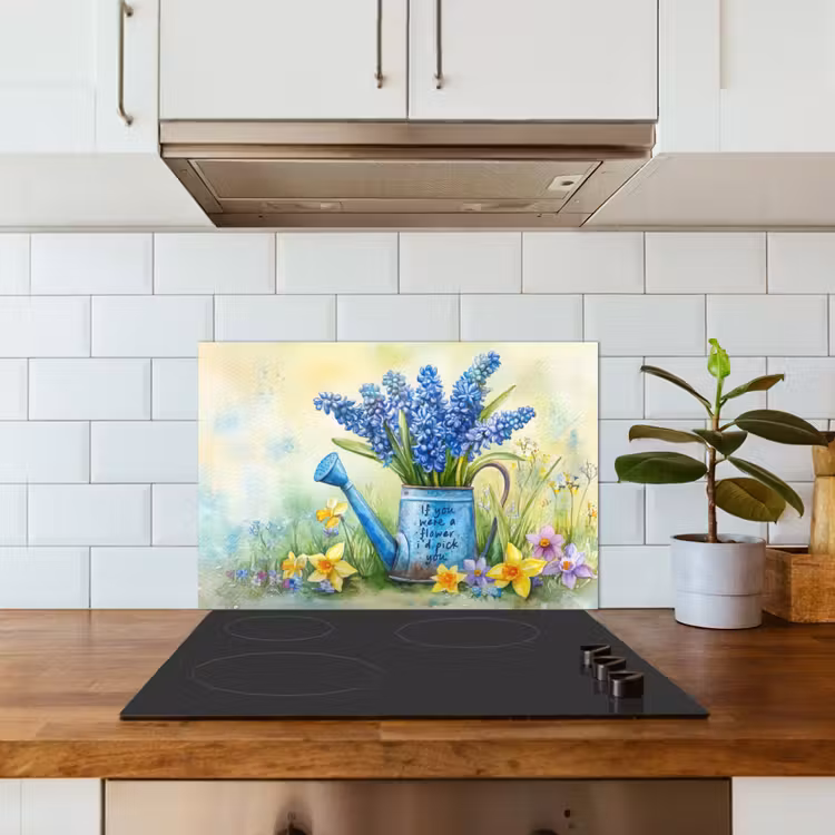 Kitchen splashback for hob - Lavender flowers - Quote - Watering can — 3