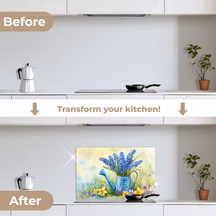 Kitchen splashback for hob - Lavender flowers - Quote - Watering can — 7