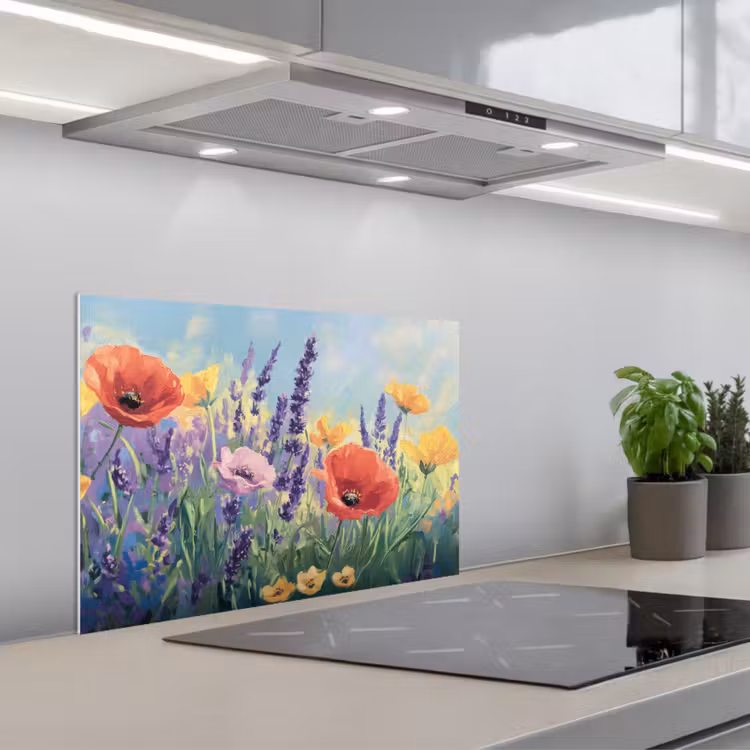 Kitchen splashback for hob - Meadow - Flowers - Colorful — 1