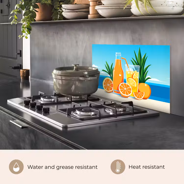 Kitchen splashback for hob - Oranges - Ice cubes - Sea - Illustration — 2