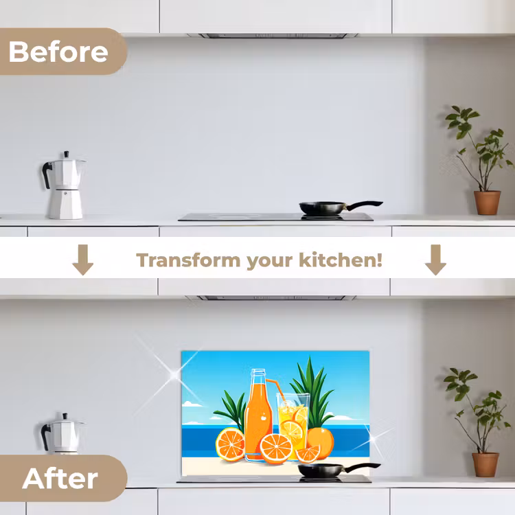 Kitchen splashback for hob - Oranges - Ice cubes - Sea - Illustration — 7
