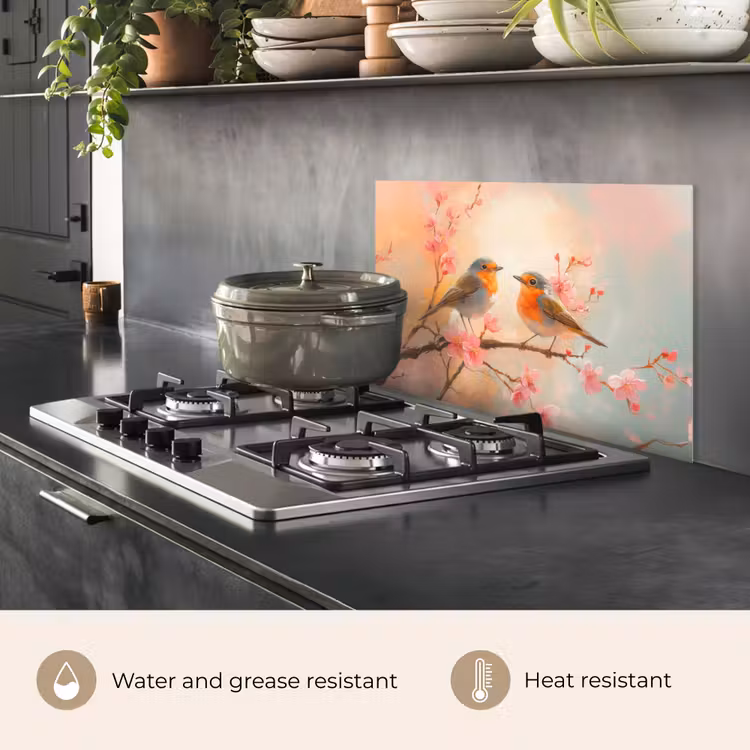Kitchen splashback for hob - Robins - Ornamental - Blossom Branch — 2