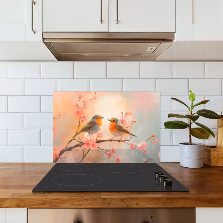 Kitchen splashback for hob - Robins - Ornamental - Blossom Branch — 3