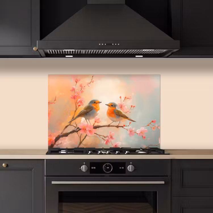 Kitchen splashback for hob - Robins - Ornamental - Blossom Branch — 5