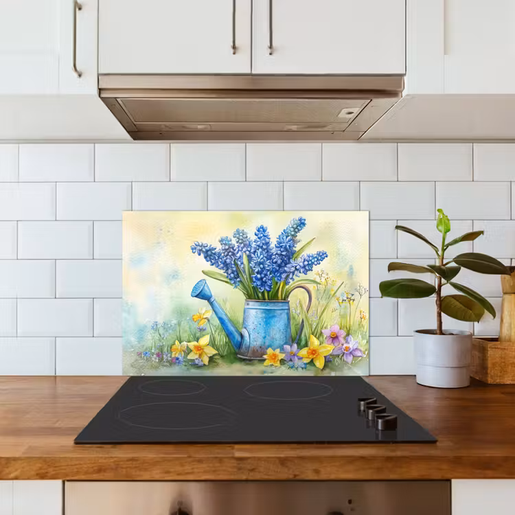 Kitchen splashback for hob - Watering can - Lavender - Blossoms — 3