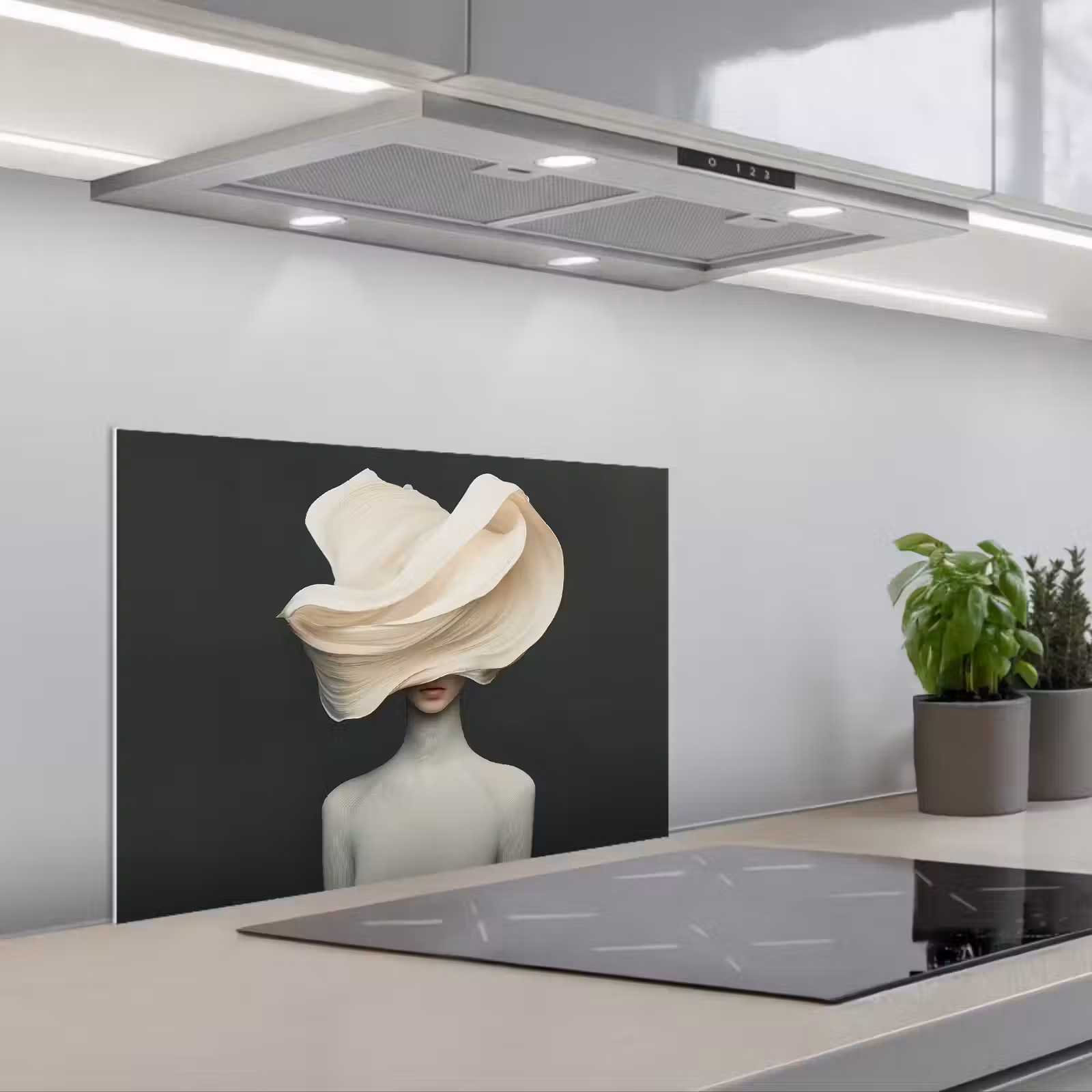 Kitchen splashback for hob - Woman - Beige - hat — 1