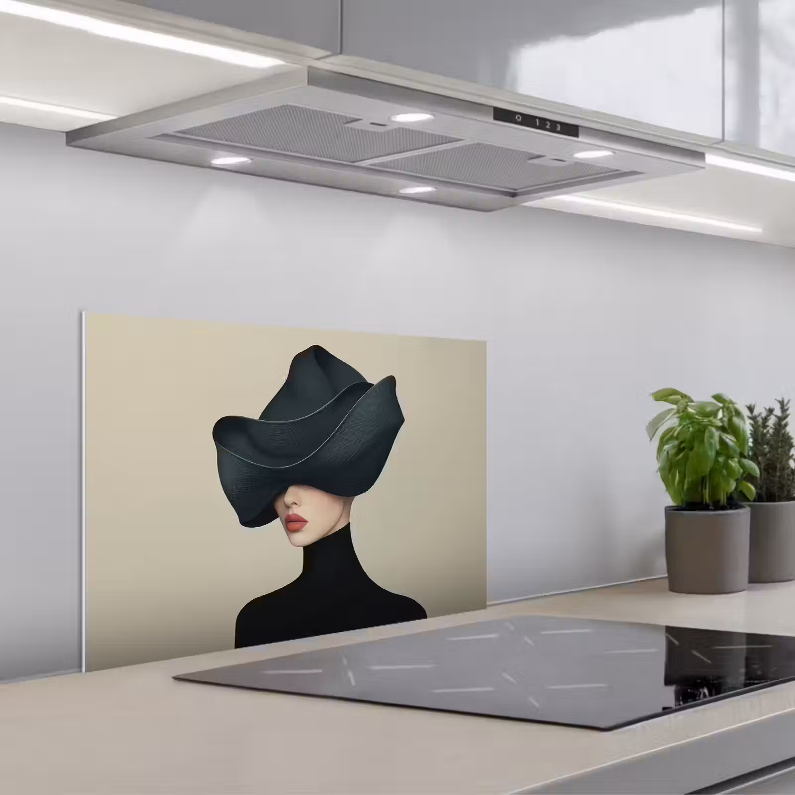 Kitchen splashback for hob - Woman - Green - Hat — 1
