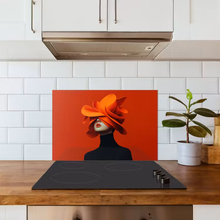Kitchen splashback for hob - Orange - Hat - Woman — 3