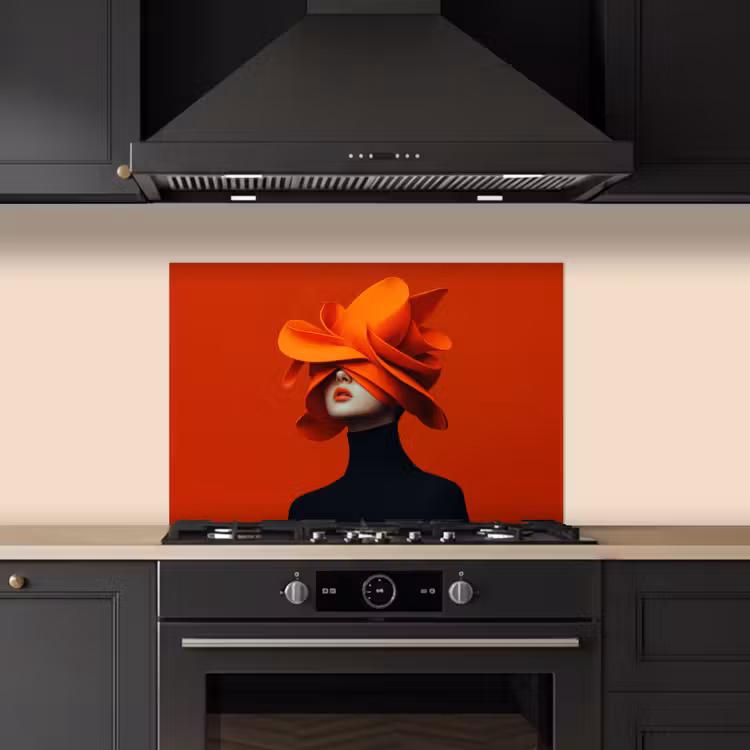 Kitchen splashback for hob - Orange - Hat - Woman — 5