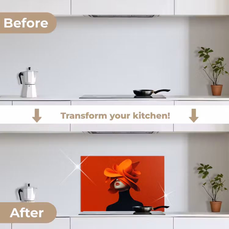 Kitchen splashback for hob - Orange - Hat - Woman — 7