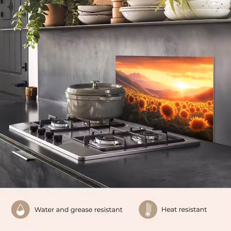 Kitchen splashback for hob - Sunflowers - Sunset - Landscape — 2