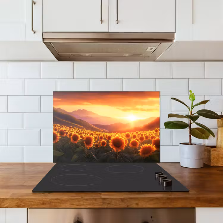 Kitchen splashback for hob - Sunflowers - Sunset - Landscape — 3