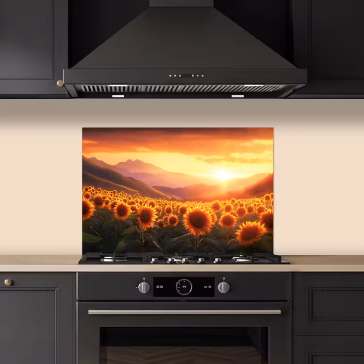 Kitchen splashback for hob - Sunflowers - Sunset - Landscape — 5
