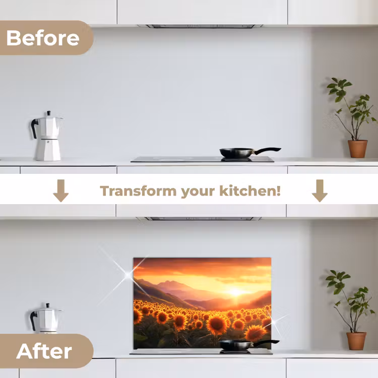 Kitchen splashback for hob - Sunflowers - Sunset - Landscape — 7