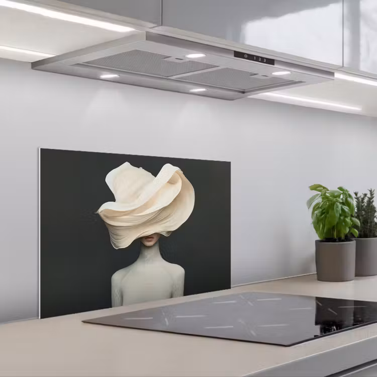 Kitchen splashback for hob - Woman - Beige - hat — 1