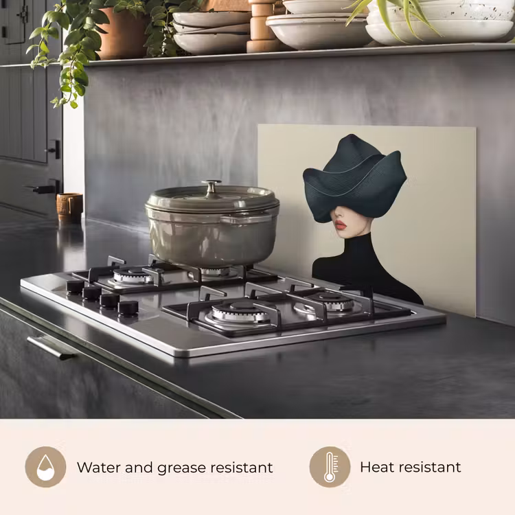 Kitchen splashback for hob - Woman - Green - Hat — 2