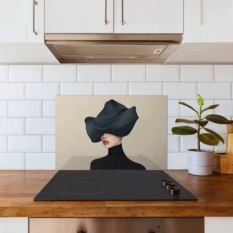 Kitchen splashback for hob - Woman - Green - Hat — 3