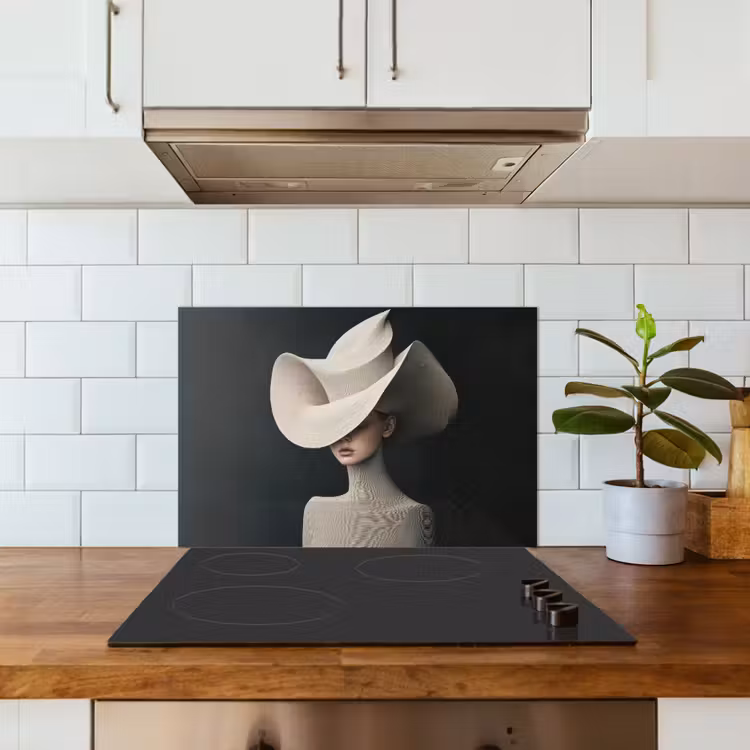 Kitchen splashback for hob - Woman - Wavy - Hat — 3