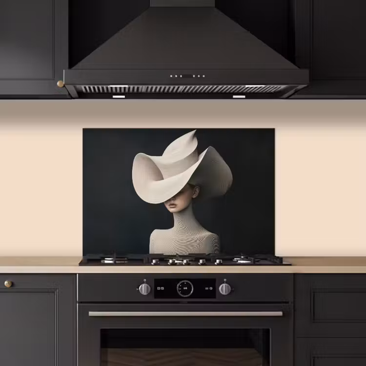 Kitchen splashback for hob - Woman - Wavy - Hat — 5