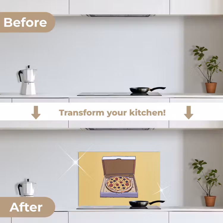 Kitchen splashback for hob - Pizza - Box - Salami - Illustration — 7