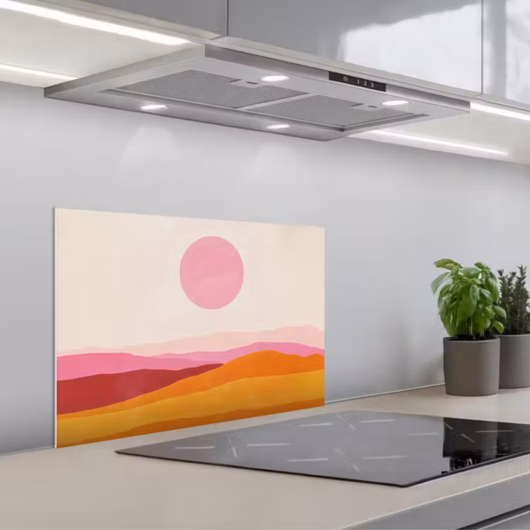 Kitchen splashback for hob - Hills - Orange - Sun - Abstract — 1