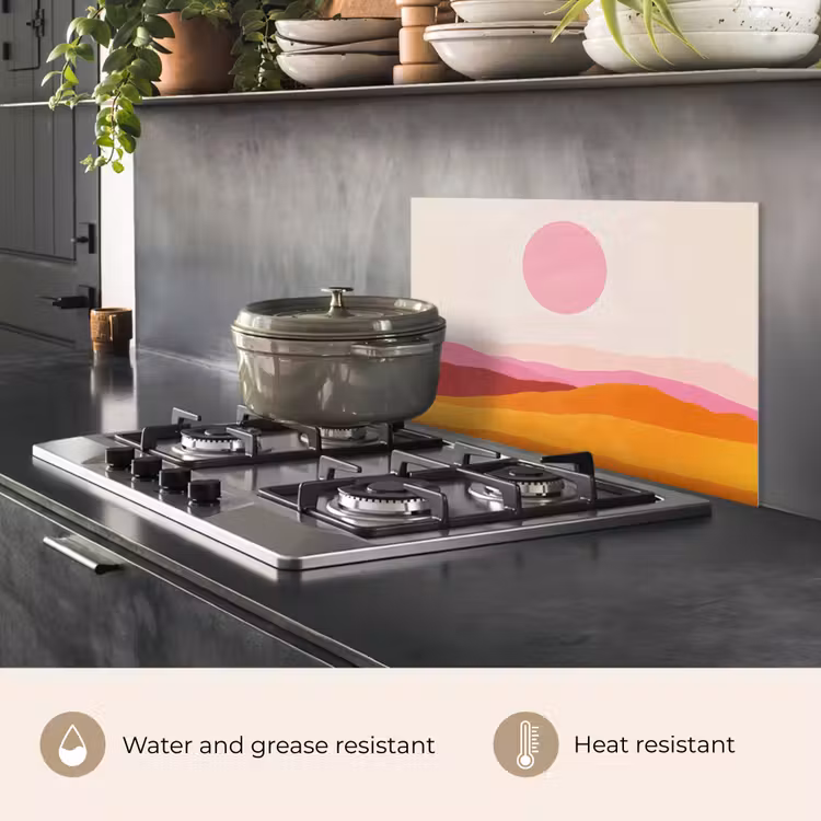 Kitchen splashback for hob - Hills - Orange - Sun - Abstract — 2