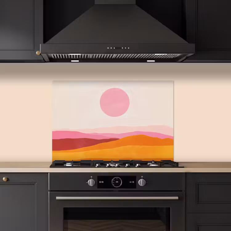 Kitchen splashback for hob - Hills - Orange - Sun - Abstract — 5